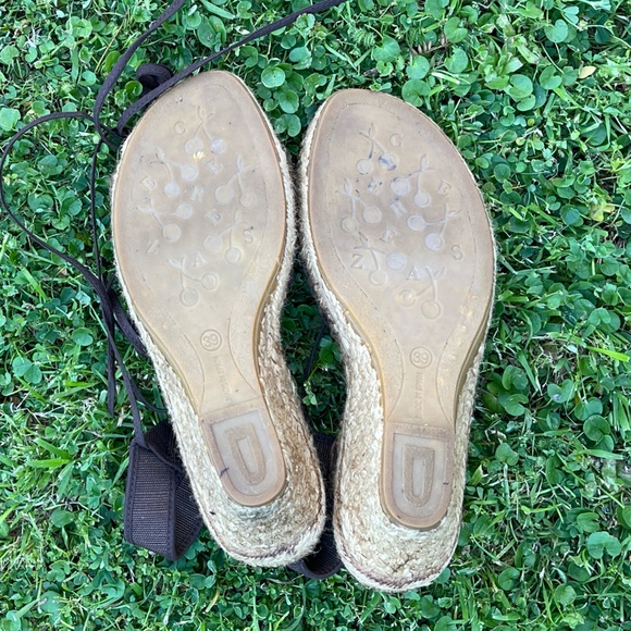 Y2K lace up wedge espadrilles sequin open toe summer brunch boho 39 - Picture 4 of 5